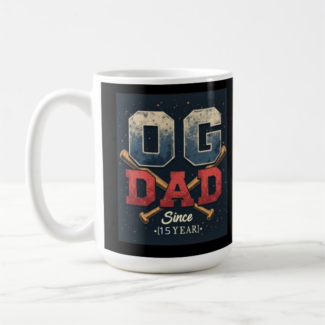 Personalisierter OG-Vater Vintager Baseball-Vatert Kaffeetasse (Links)