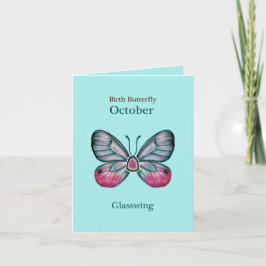 Personalisierter Oktober Aquamarin Glasswing Butte Karte