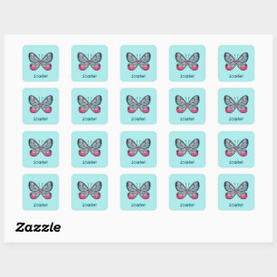 Personalisierter Oktober Aquamarin Glasswing Butte Quadratischer Aufkleber
