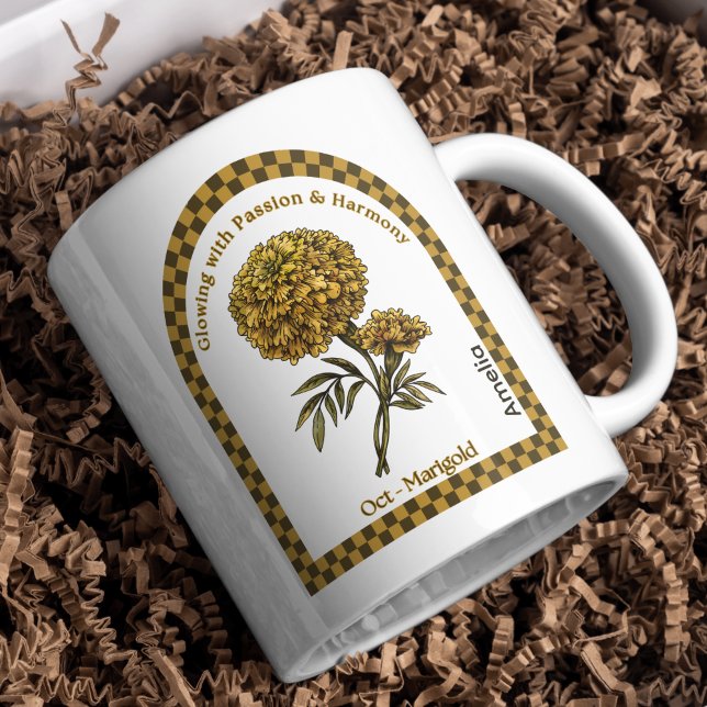 Personalisierter Oktober Geburtmonatsfeier Blume Kaffeetasse (Von Creator hochgeladen)