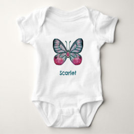 Personalisierter Oktober Pink Glasswing Butterfly  Baby Strampler