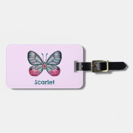 Personalisierter Oktober Pink Glasswing Butterfly  Gepäckanhänger
