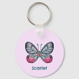 Personalisierter Oktober Pink Glasswing Butterfly  Schlüsselanhänger