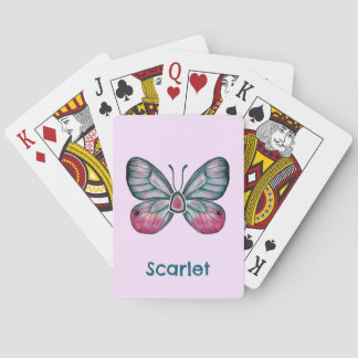 Personalisierter Oktober Pink Glasswing Butterfly Spielkarten