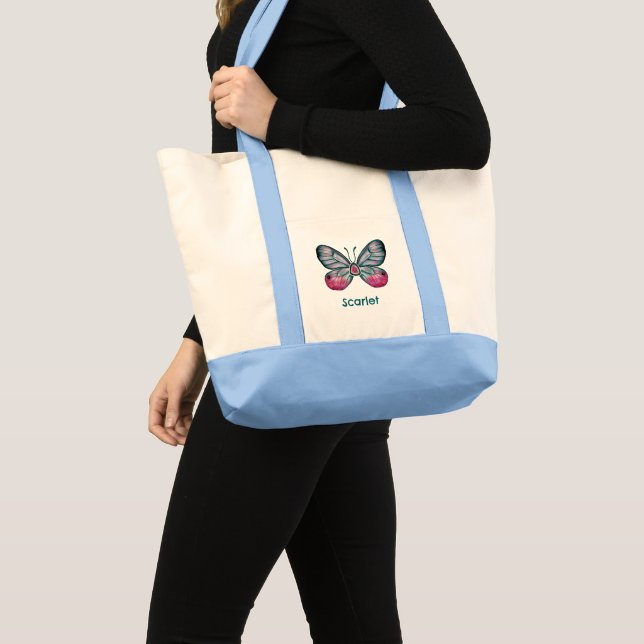 Personalisierter Oktober Pink Glasswing Butterfly  Tragetasche (Vorderseite (Produkt))