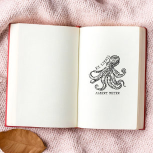 Personalisierter Oktopus Ex Libris Buchzeichen Gummistempel