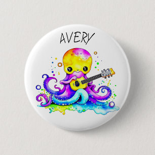 Personalisierter Oktopus Gitarrenpsychedelisch Button