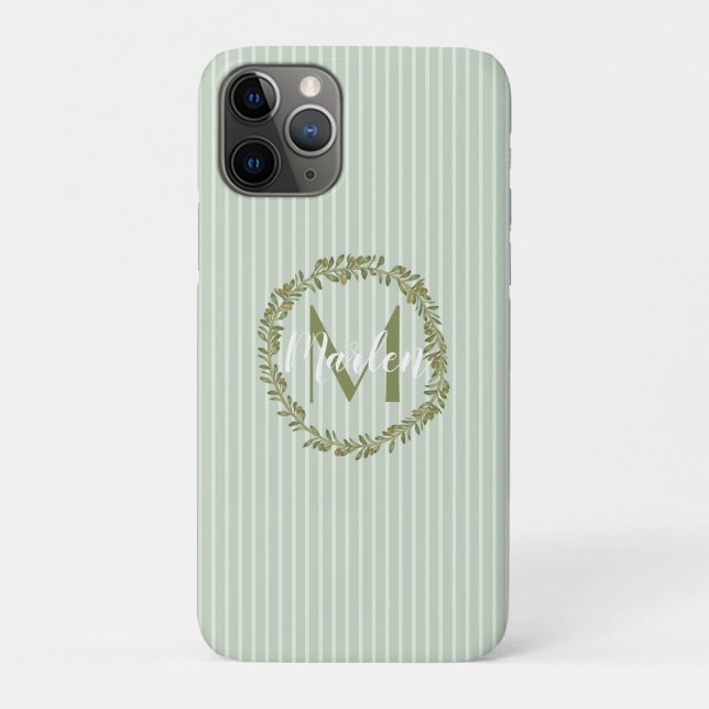Personalisierter Olivenkranz-Monogramm  Case-Mate iPhone Hülle (Rückseite)