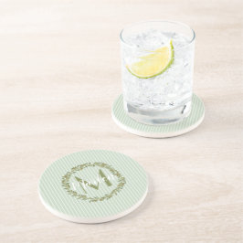 Personalisierter Olivenkranz Monogramm Sandstein K Getränkeuntersetzer