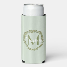 Personalisierter Olivenkranz-Monogramm Selters Dosenkühler