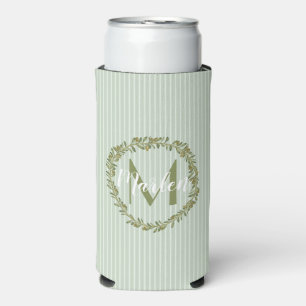 Personalisierter Olivenkranz-Monogramm  Selters Dosenkühler