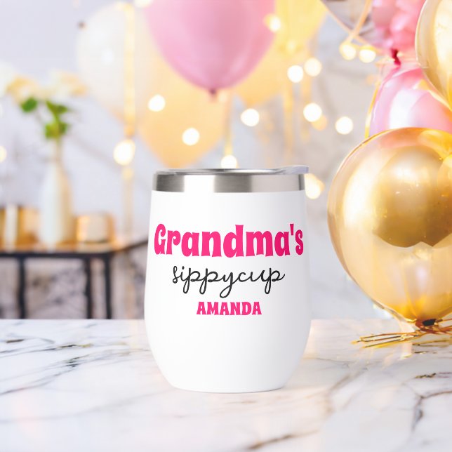 Personalisierter Oma-Hippy-Cup-Wine-Tumbler (Junggesellenabschied)
