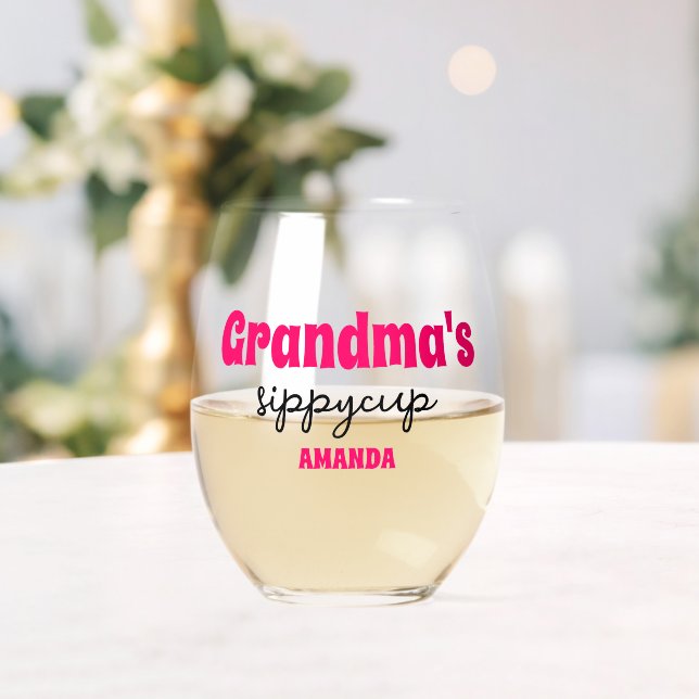 Personalisierter Oma-Sippy-Cup Weinglas Ohne Stiel (Insitu (Hochzeit))