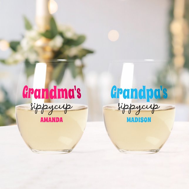 Personalisierter Oma- und Opa-Sippy-Cup Weinglas Ohne Stiel (Insitu (Hochzeit))