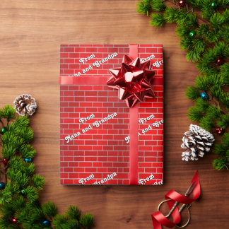 Personalisierter Oma- und Opa-Ziegelstein-Weihnach Geschenkpapier