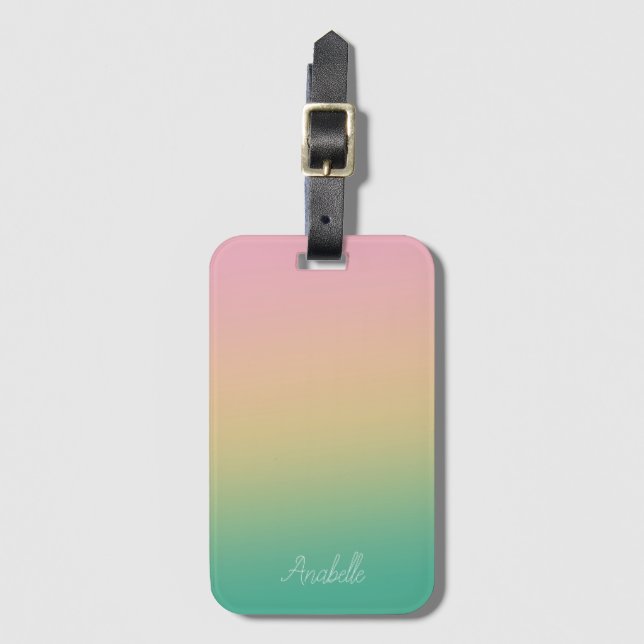 Personalisierter Ombre Gradient Aquamarin Peach Pi Gepäckanhänger (Vorderseite Vertikal)