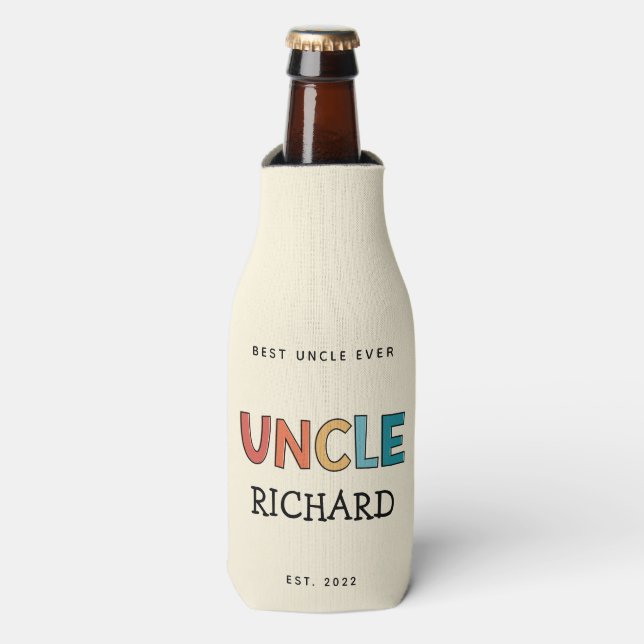 Personalisierter Onkel Retro Geschenk Bester Onkel Flaschenkühler (Flaschenvorderseite)
