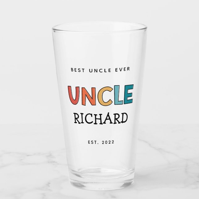 Personalisierter Onkel Retro Geschenk Bester Onkel Glas (Vorderseite)