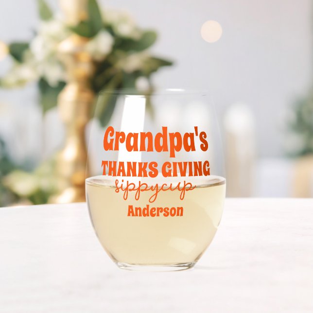 Personalisierter Opa-Erntedank-Sippy-Cup Weinglas Ohne Stiel (Insitu (Hochzeit))