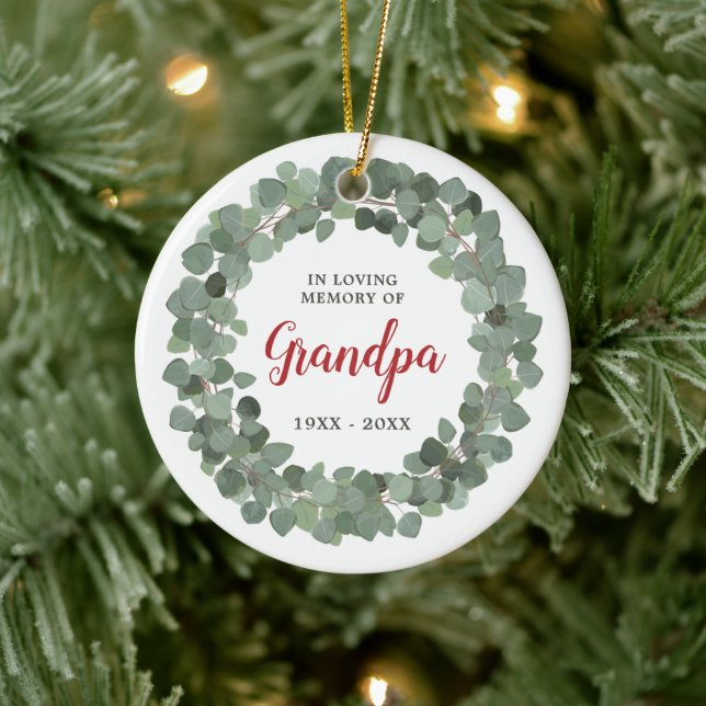 Personalisierter Opa-Gedächtniskranz Keramik Ornament (Baum)