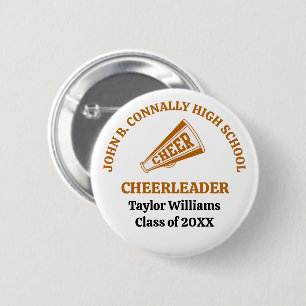 Personalisierter Orange High School Cheerleader Button