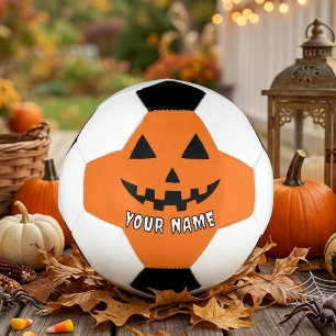 Personalisierter orangefarbener Kürbis Halloween I Fußball