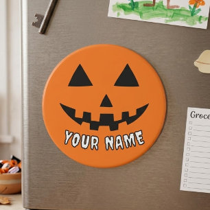 Personalisierter orangefarbener Kürbis Halloween I Magnet
