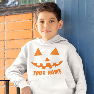 Personalisierter orangefarbener Kürbis Halloween K Hoodie