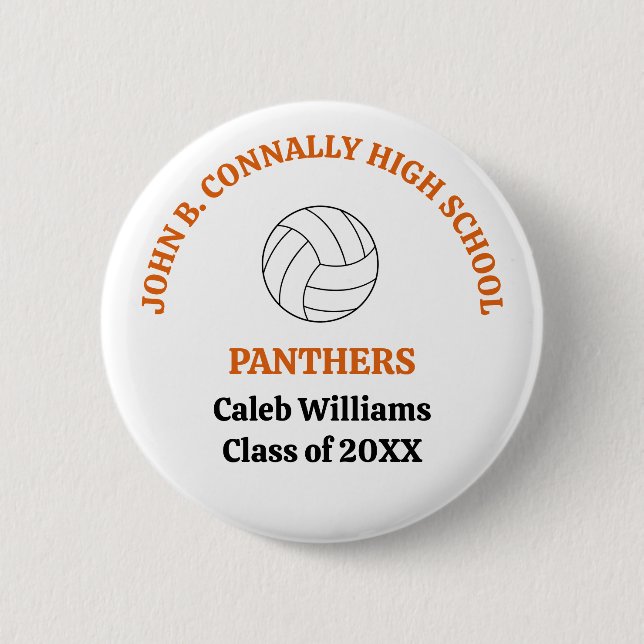 Personalisierter orangefarbener Volleyballspieler  Button (Vorderseite)