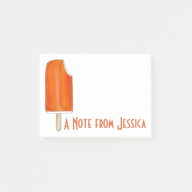 Personalisierter Orangen-Kreamsikel-Popsikel-Post Post-it Klebezettel (Vorderseite)
