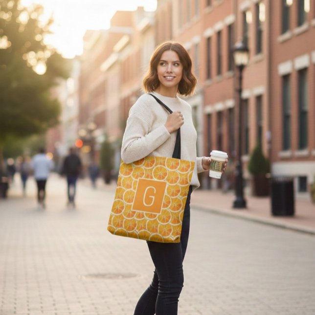 Personalisierter Orangen-Zitrus-Monogramm  Tasche (Von Creator hochgeladen)