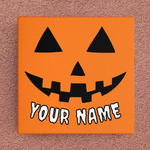 Personalisierter Oranger Kürbis Halloween Dein Nam Leinwanddruck