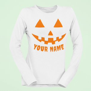 Personalisierter Oranger Kürbis Halloween Dein Nam T-Shirt