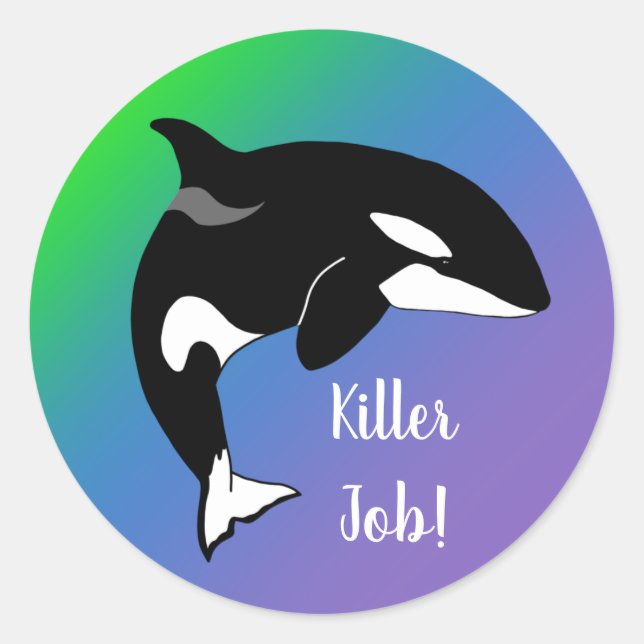 Personalisierter Orca Killer Whale Killer Job Runder Aufkleber (Vorderseite)