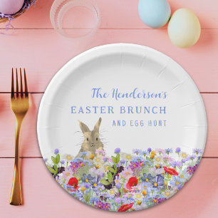 Personalisierter Osterbrunch-Eier-Suche-Hase-Blume Pappteller