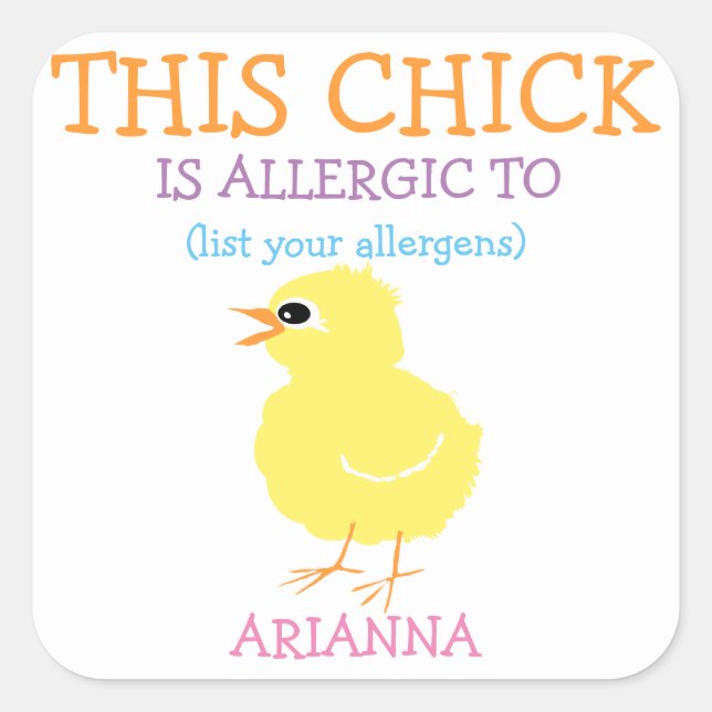Personalisierter Ostergelber Kick-Allergie-Alarm Quadratischer Aufkleber (Vorderseite)