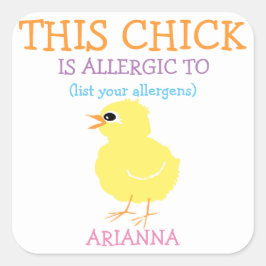 Personalisierter Ostergelber Kick-Allergie-Alarm Quadratischer Aufkleber