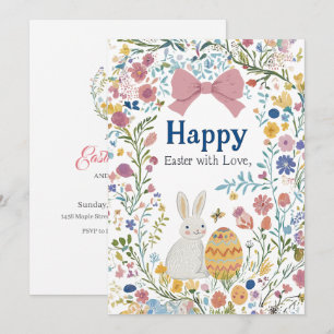 Personalisierter Osterhase, Ei und Wreath Einladun Einladung