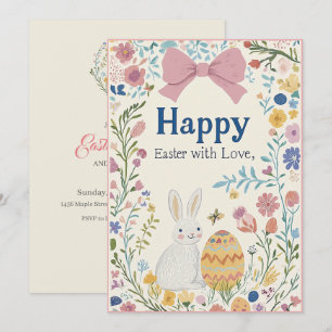 Personalisierter Osterhase, Ei und Wreath Einladun Einladung