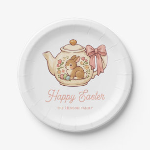 Personalisierter Osterhase Teekanne Florale Party Pappteller