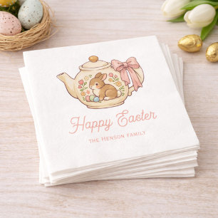 Personalisierter Osterhase Teekanne Florale Party Serviette