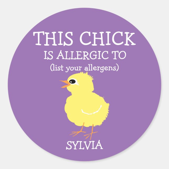 Personalisierter Osterkick-Allergie-Alarm Lila Runder Aufkleber (Vorderseite)