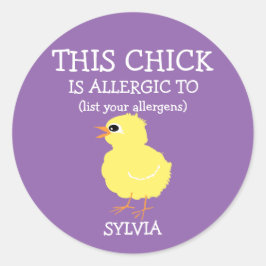 Personalisierter Osterkick-Allergie-Alarm Lila Runder Aufkleber