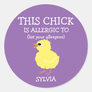 Personalisierter Osterkick-Allergie-Alarm Lila Runder Aufkleber