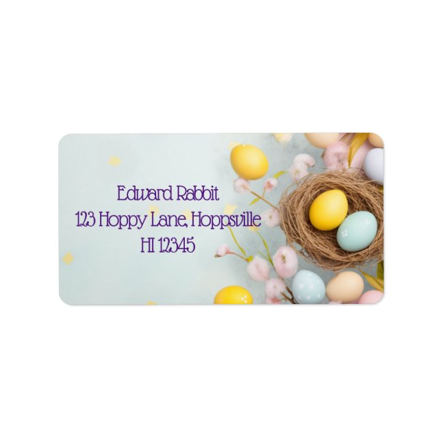 Personalisierter Osterkorb mit Eiern Adressaufkleber (Vorne)