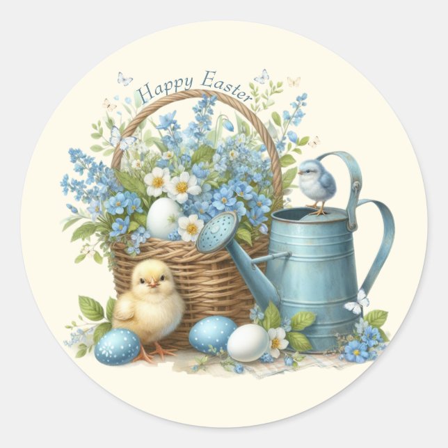 Personalisierter Osterküken Runder Aufkleber (Vorderseite)
