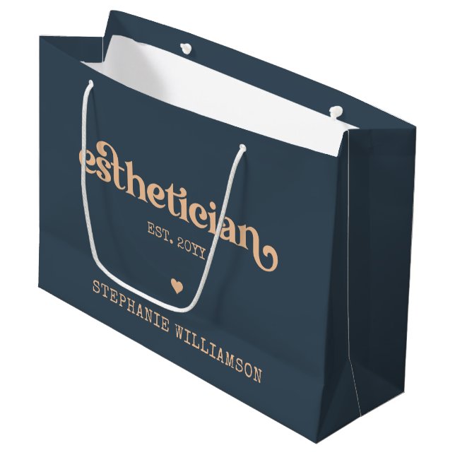 Personalisierter Östhetiker Kosmetologe Beautician Große Geschenktüte (Vorderseite Schrägansicht)
