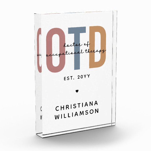 Personalisierter OTD Doktor der Arbeitstherapie Fotoblock (Links)