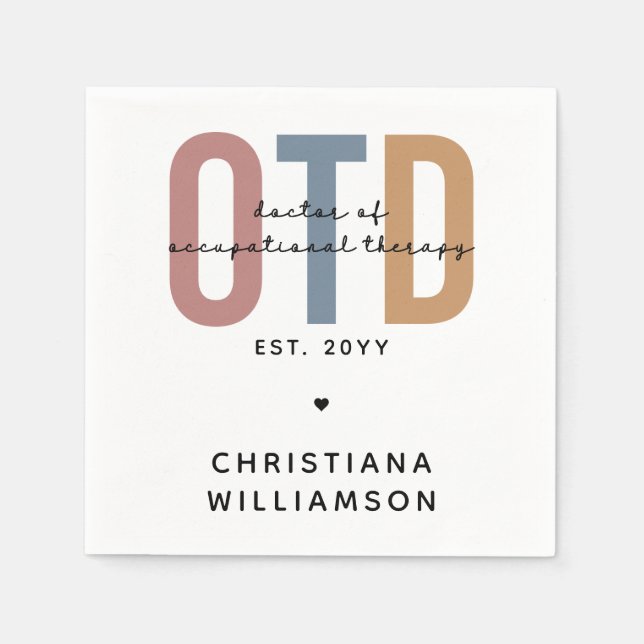 Personalisierter OTD Doktor der Arbeitstherapie Serviette (Vorderseite)