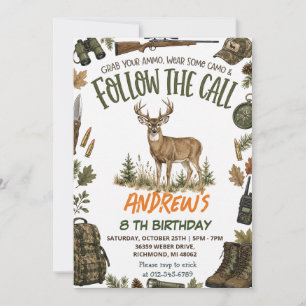 Personalisierter Outdoor-Jagd-Geburtstag Einladung